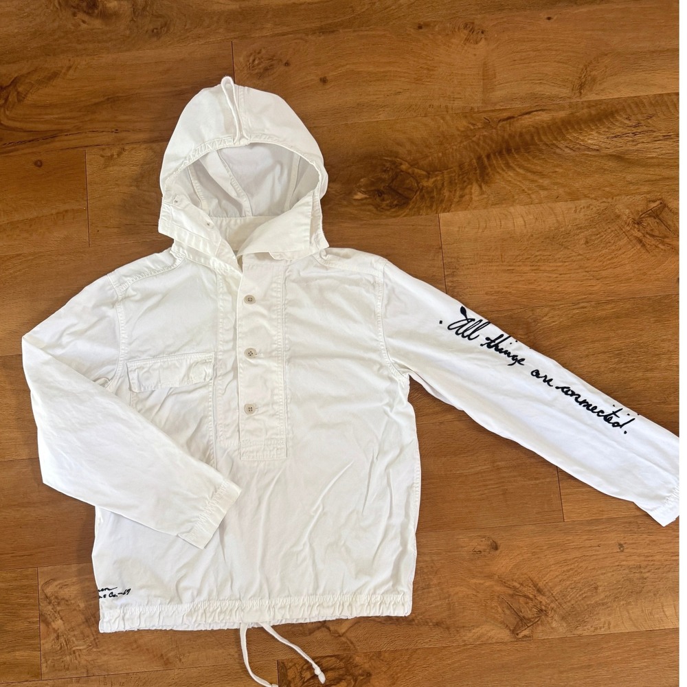 VTG‎ Polo Jeans Ralph Lauren Anorak Jacket White All Things Are Connected Sz S